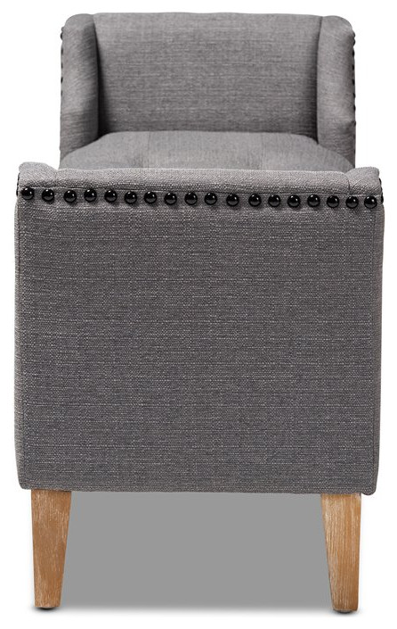 Baxton Studio Perret Tufted Linen Fabric and Wood Bench in Gray   Transitional   Upholstered Benches   by HedgeApple  Houzz