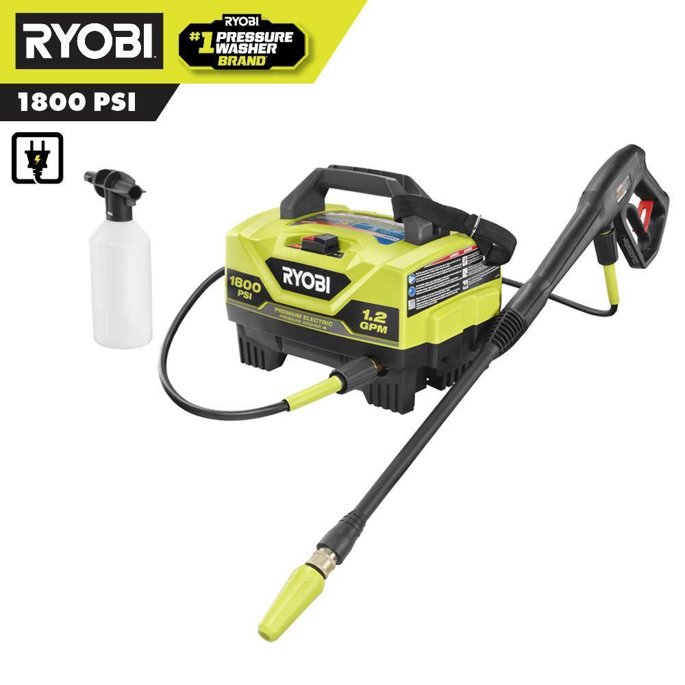 RYOBI 1800 PSI 1.2 GPM Cold Water Corded Electric Pressure Washer RY141802