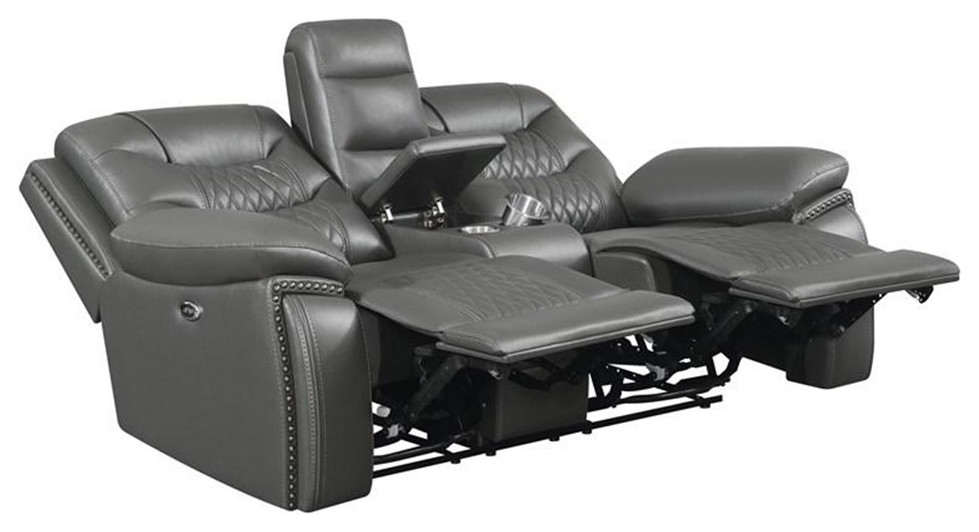 Upholstered Power Loveseat With Cup Holders  Charcoal   Contemporary   Loveseats   by Simple Relax  Houzz