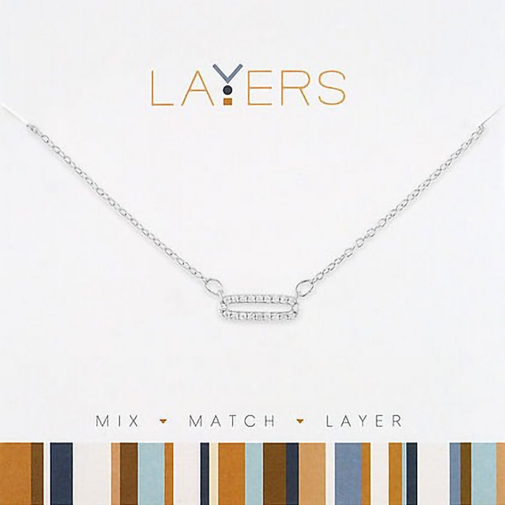 Center Court  Silver CZ Single Link Layers Necklace