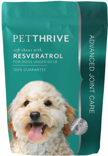 Petthrive Soft Chews w/Resveratrol for Dogs Under 60-lb， 12-oz bag