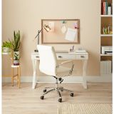 Modern Comfort Winsley Bonded Leather Mid-Back Manager's Chair， White/Silver， BIFMA Certified