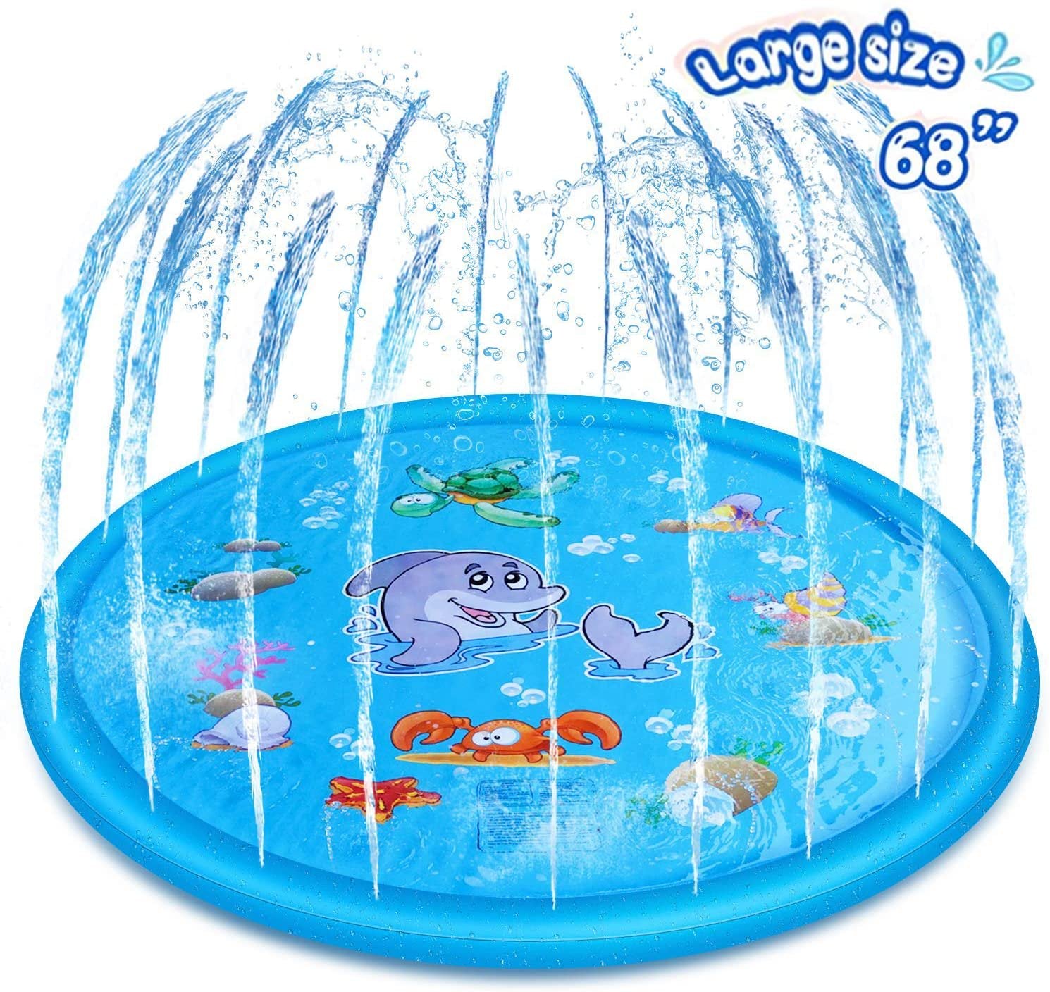 Sprinkle & Splash Play Mat 68" Sprinkler for Kids Outdoor Water Toys Fun for Toddlers Boys Girls Children Outdoor Party Sprinkler Toy Splash Pad