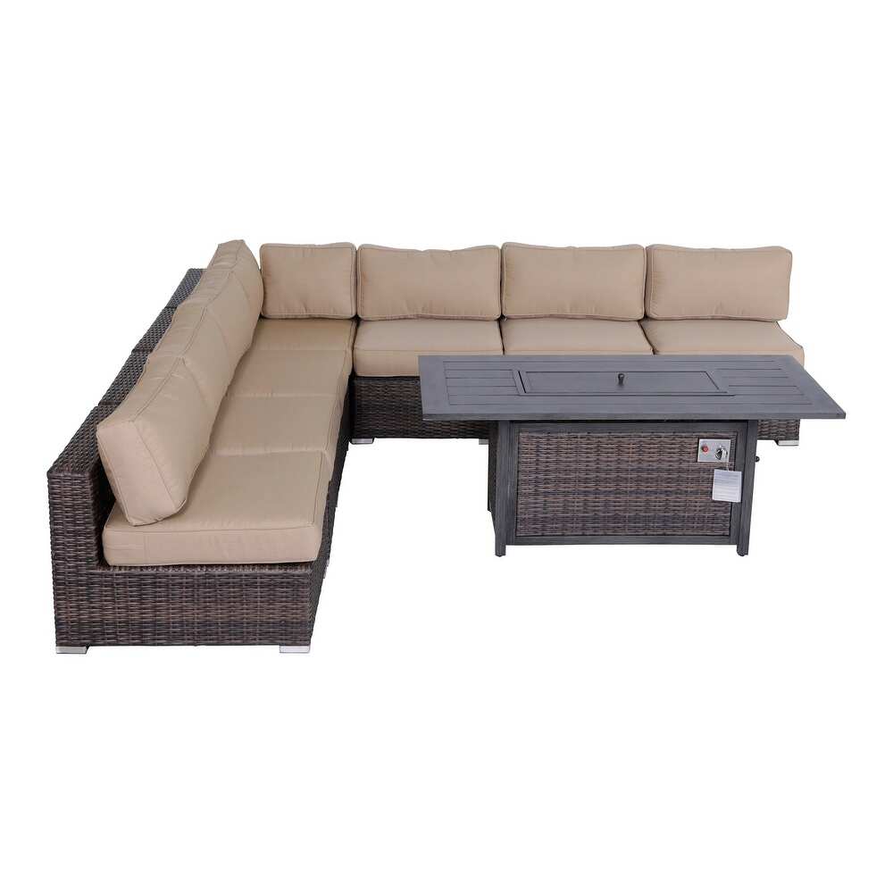 LSI Wicker 6   Person Seating Group with Sunbrella Cushions