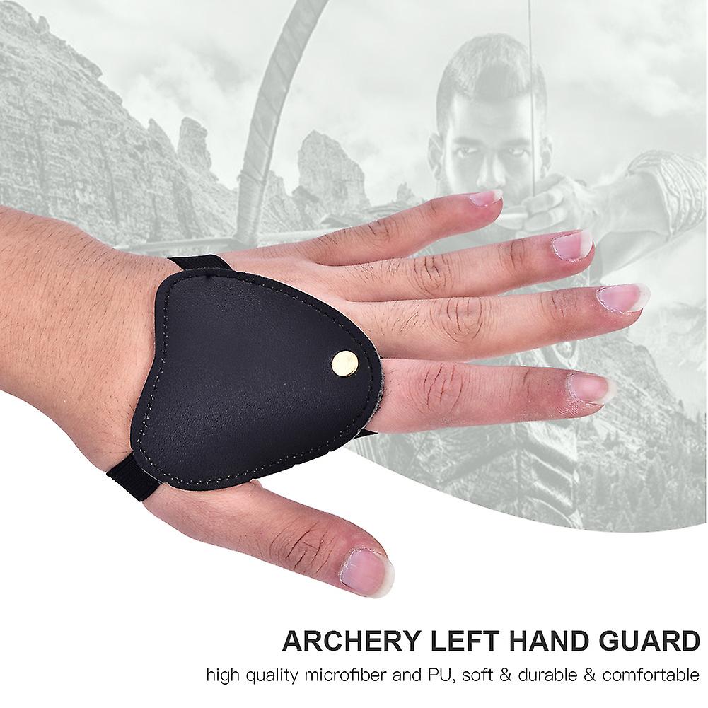 Bow Arrow Archery Left Hand Guard Pu Protective Gloves Shooting Protector(black)