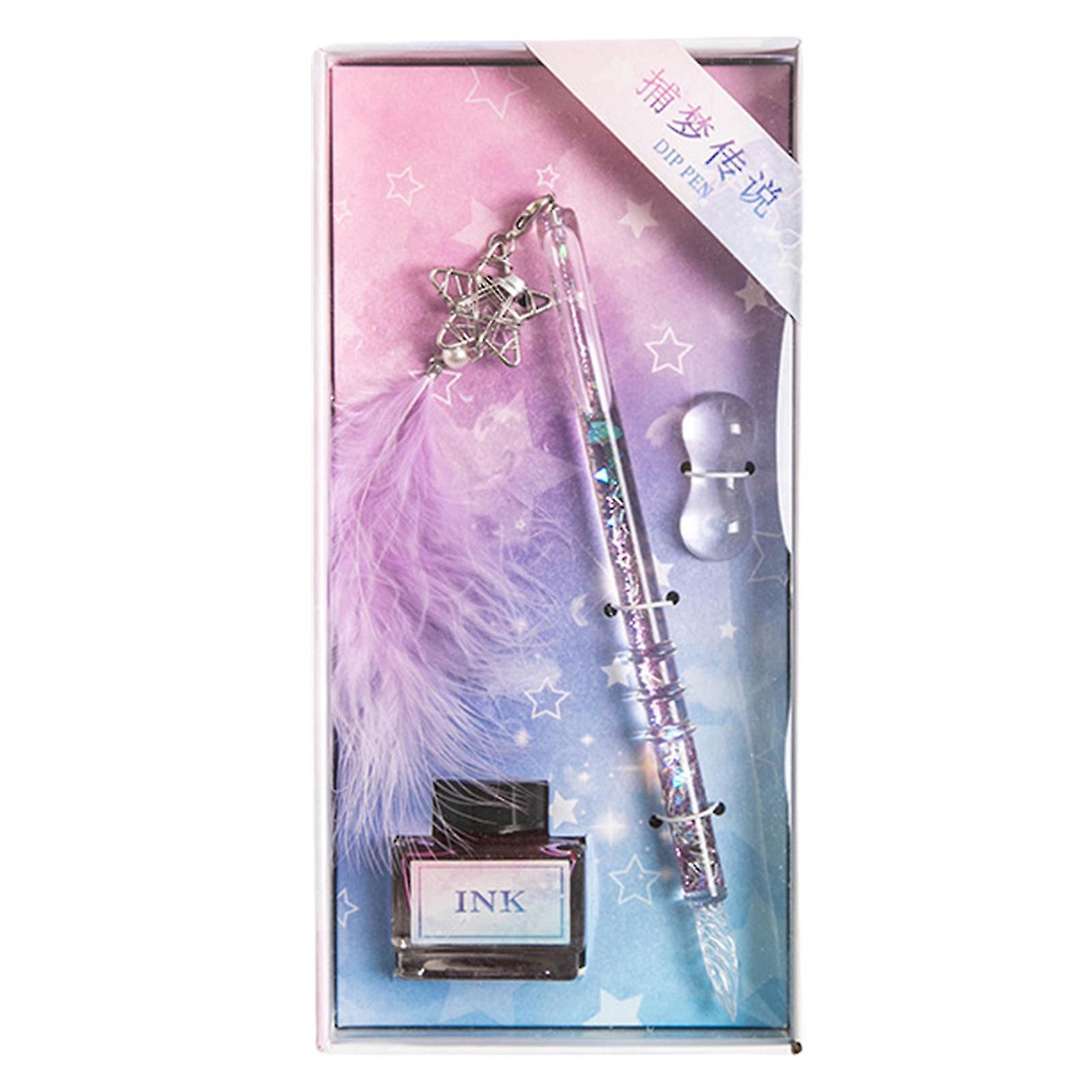 1set Signature Pen Dream Catcher Pen End Handmade Glass Crystal Dip Pen With Ink For Decoration