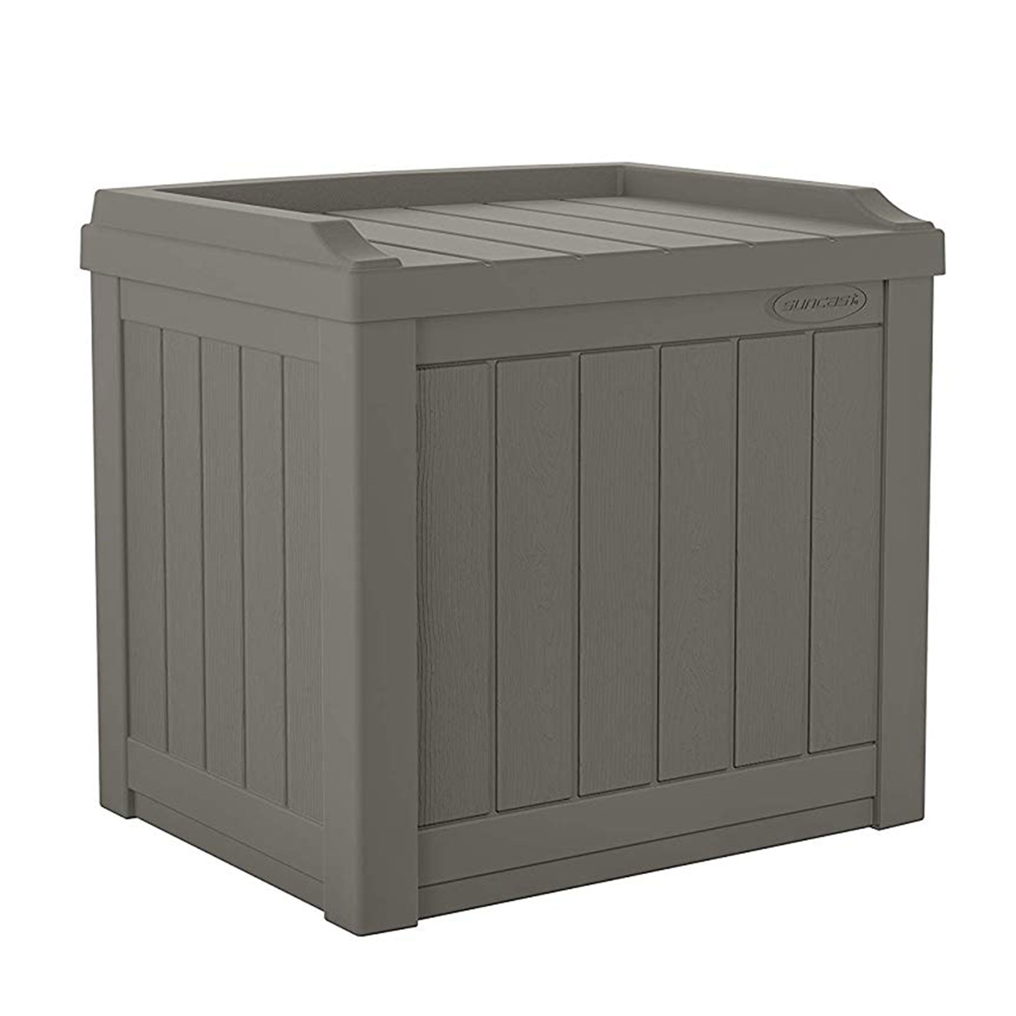 Suncast 22 Gal Outdoor Patio Small Deck Box w/ Storage Seat, Stone (2 Pack)