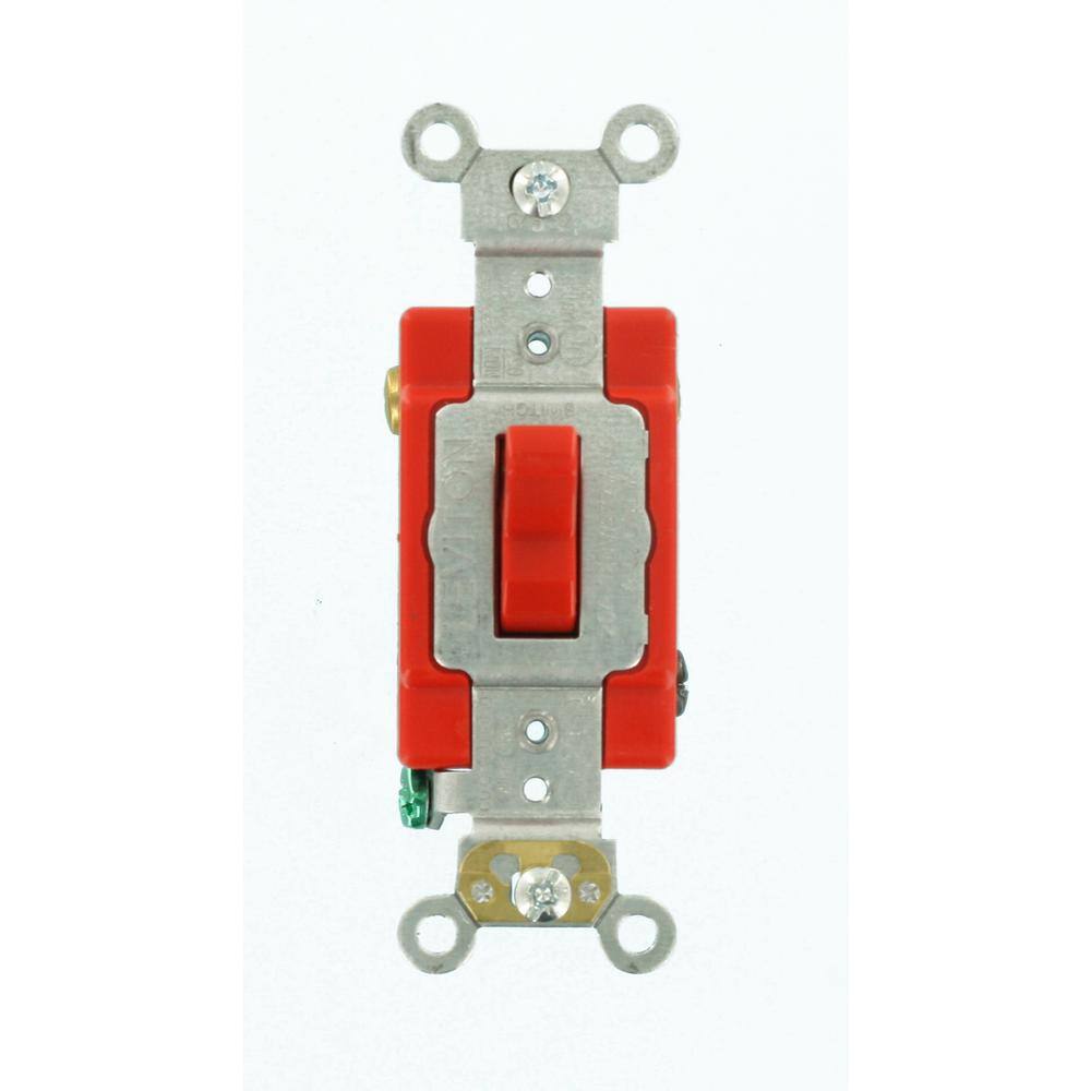 Leviton 20 Amp Industrial Grade Heavy Duty 3-Way Toggle Switch Red 1223-2R