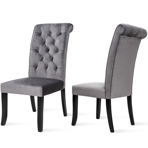 Velvet Dining Tufted Armless Upholstered Accent Chair Set of 2