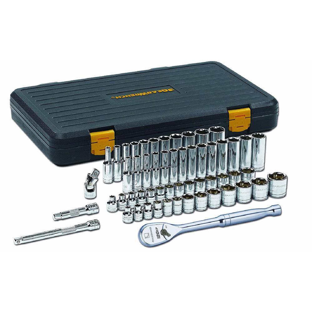 GEARWRENCH 120XP 38 in. Drive 6-Point Standard  Deep SAEMetric Ratchet and Socket Mechanics Tool Set (56-Piece) 80550P