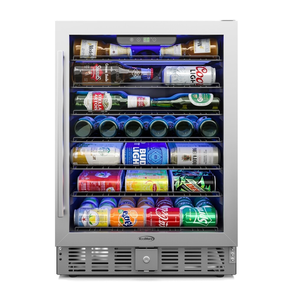 23.4 in. Stainless Steel  Glass Door Built In Refrigerator and Beverage Cooler  5 Cu. ft.