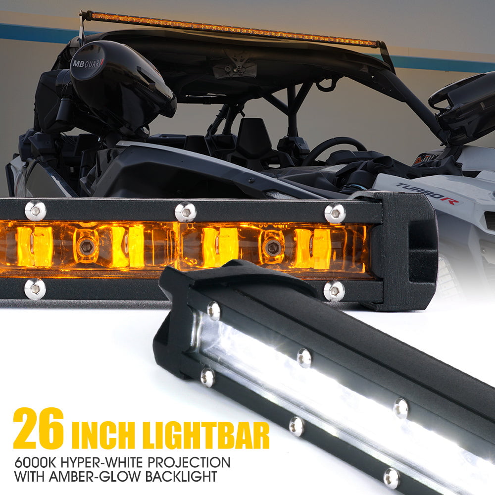 Xprite USA WL-C6AMBER-120SS Sunrise Series 26 in. Single Row 120W LED Light Bar with Amber Backlight