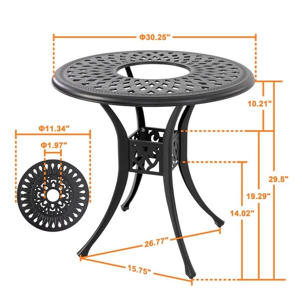 Outdoor 31'' Round Cast Aluminum Bistro Table with 1.97'' Umbrella Hole