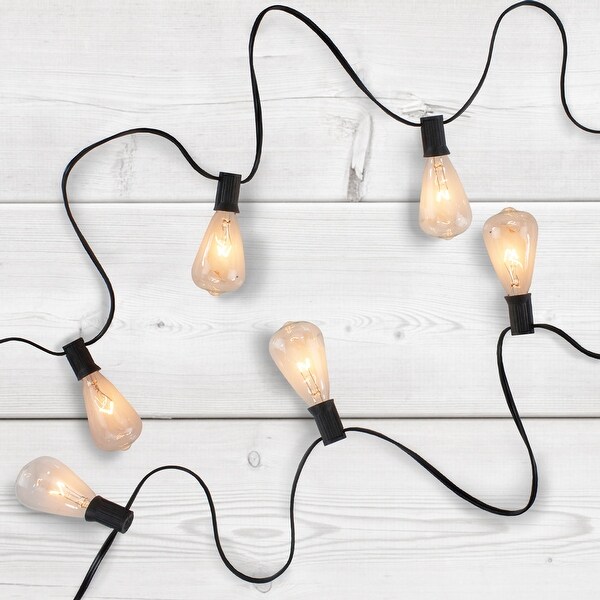 10 Count Clear Edison Glass Patio Lights 9ft Black Wire