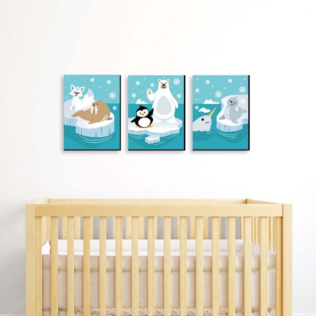 Big Dot Of Happiness Arctic Polar Animals Nursery Wall Art And Kids Room Decorations 7 5 X 10 Inches Set Of 3 Prints