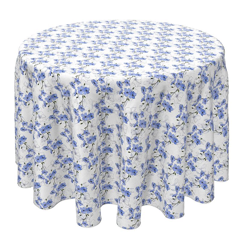 Round Tablecloth， 100% Cotton， 60 Round， Wild Flower Garden