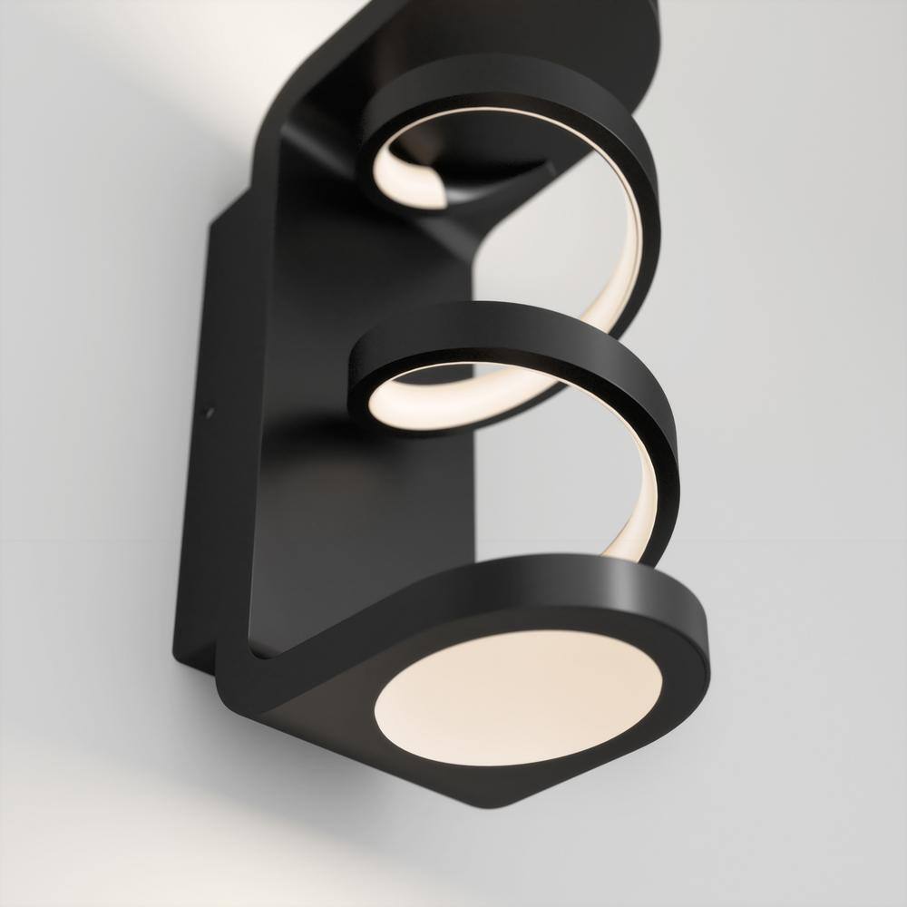 Artika Swirl Black Modern 3 CCT Integrated LED Outdoor Hardwired Garage and Porch Light Lantern Sconce OUT-SWR-MB