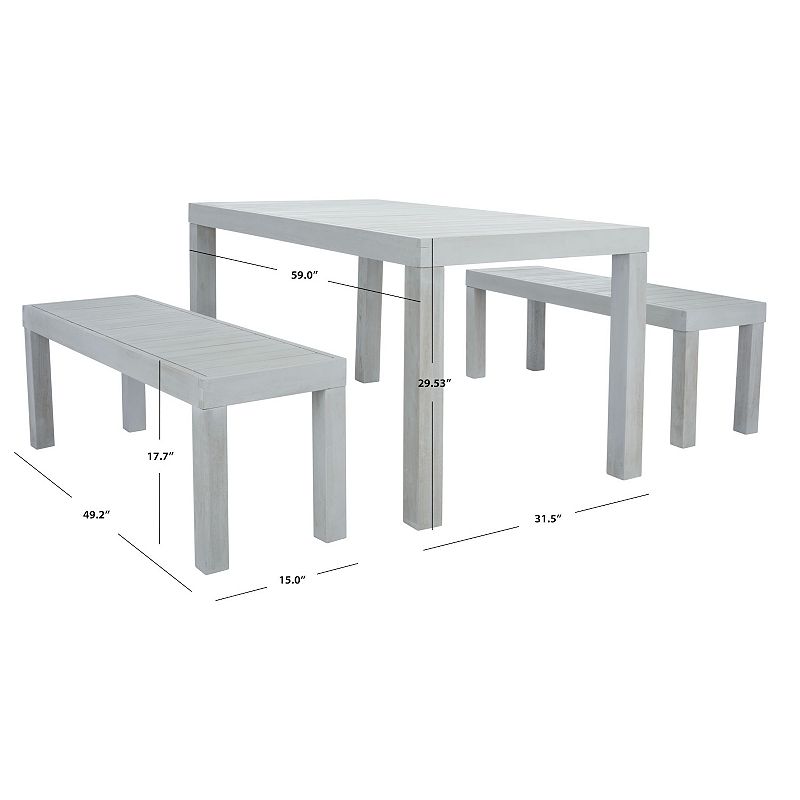 Safavieh Dario Dining Table and Bench 3-piece Set