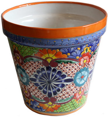 Small-Sized Ayumba Mexican Colors Talavera Ceramic Garden Pot