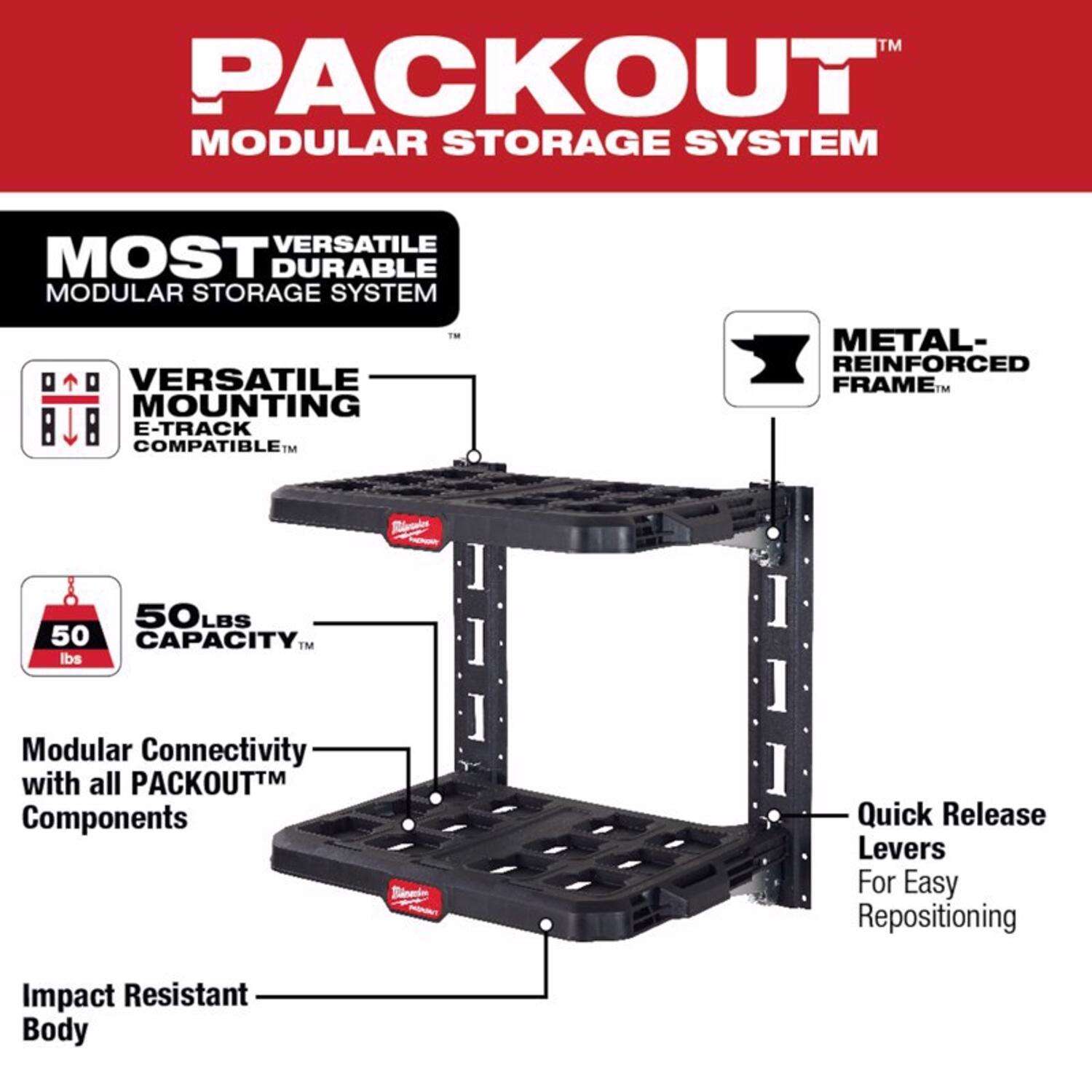 MW Packout 20 in. H X 21.5 in. W X 17.6 in. D Black Metal Shelf Kit