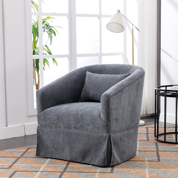 360-Degree Swivel Metal Base Accent Armchair Modern Linen Padded Seat Living Room Accent Chairs， Soft Comfortable Chair