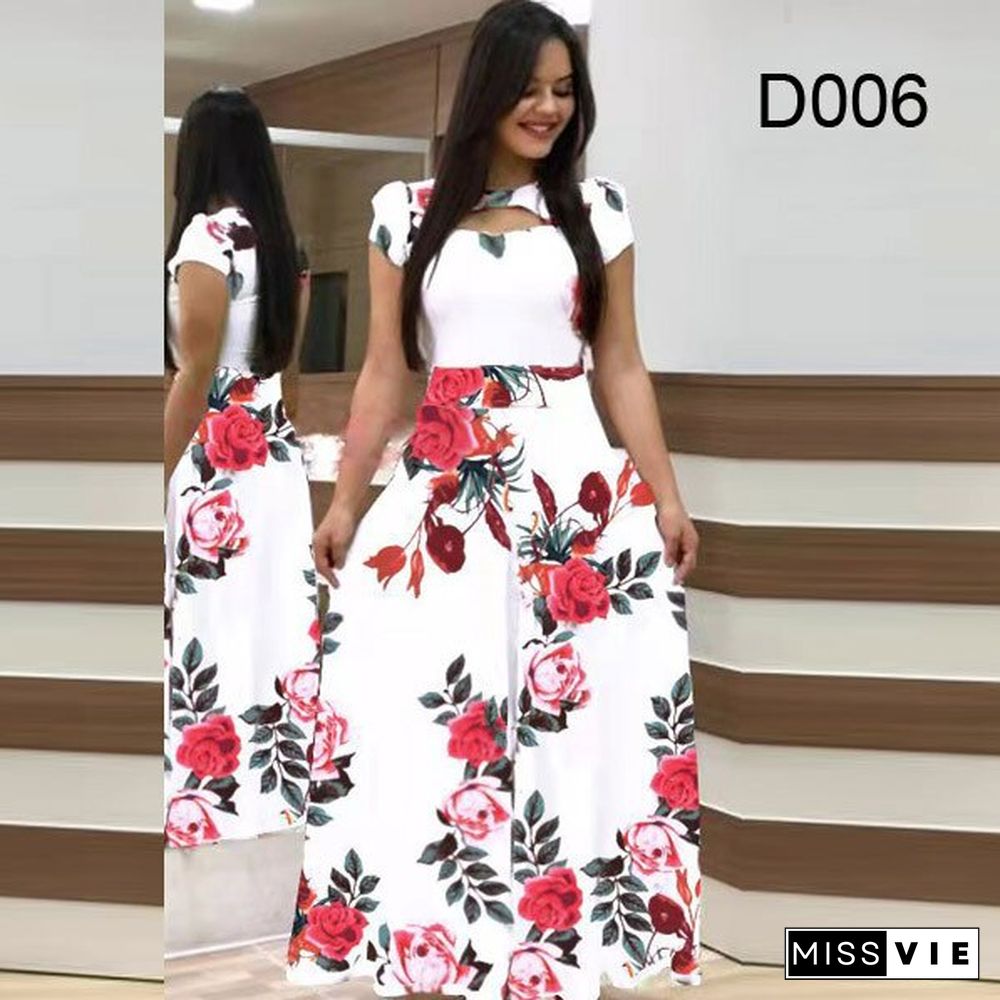 Digital Print Ashion Style Large Skirt Dress Vestido Feminino Vintage Bodycon Maxi Dresses For Women Sexy Dress