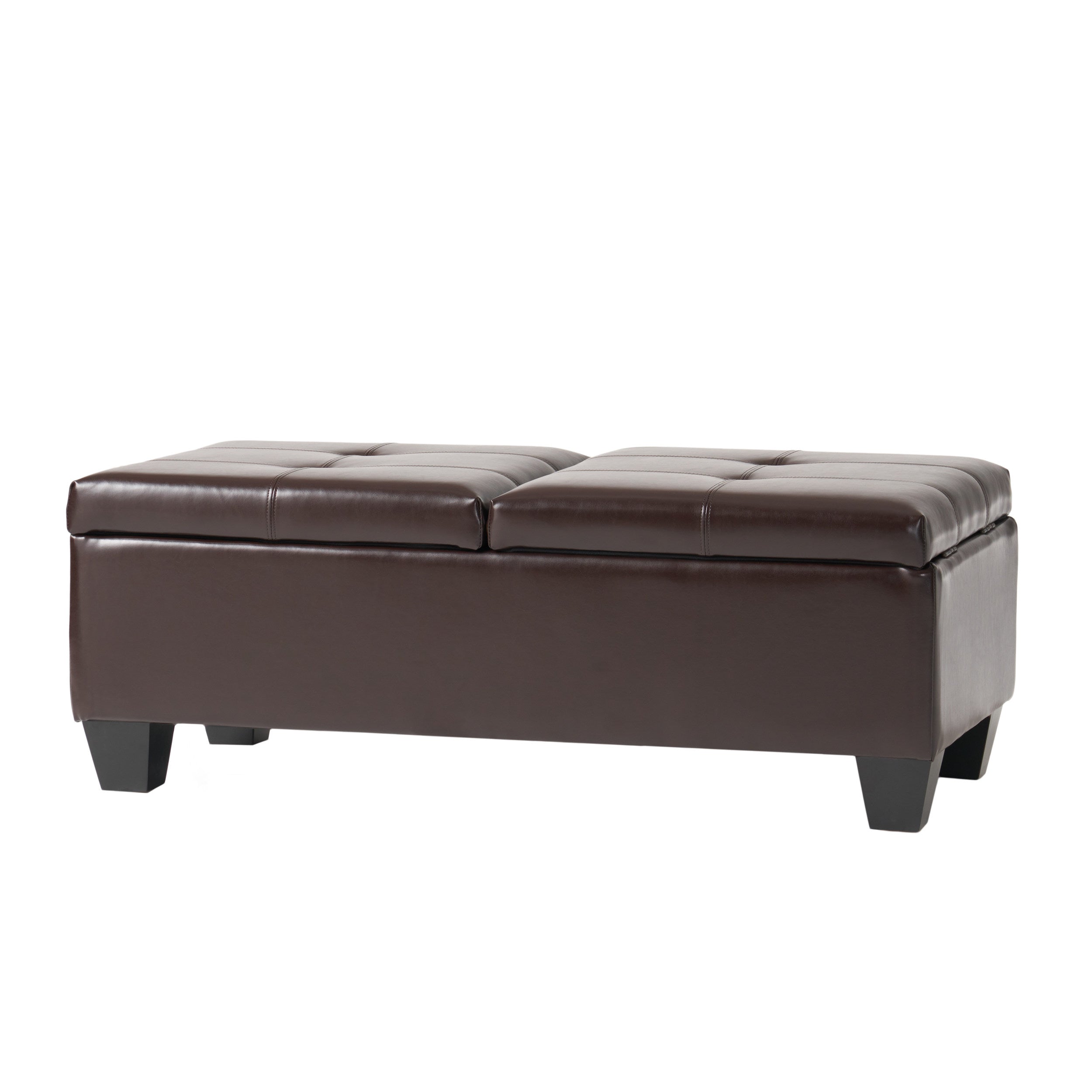 Murray Rectangle Double Flip Leather Storage Ottoman Coffee Table