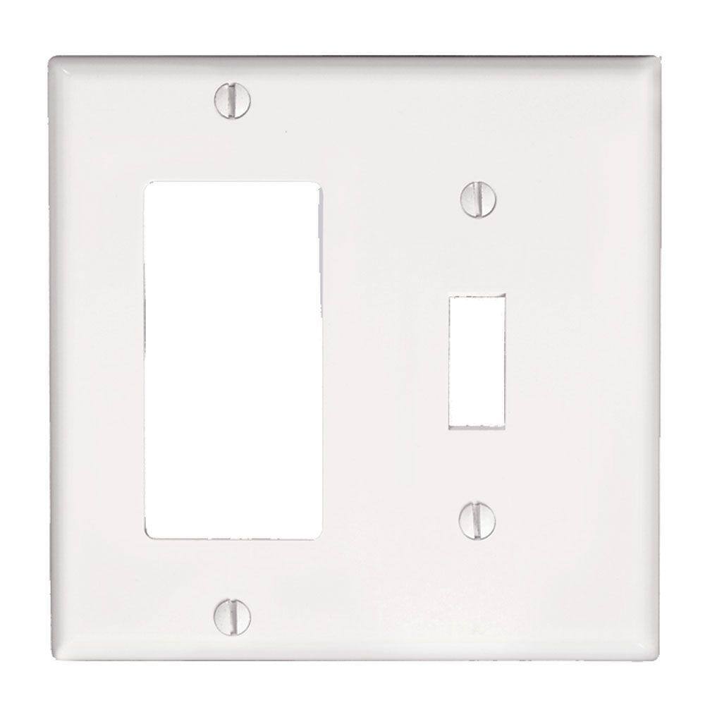 Leviton White 2-Gang 1-Toggle1-DecoratorRocker Wall Plate (1-Pack) R52-80405-00W