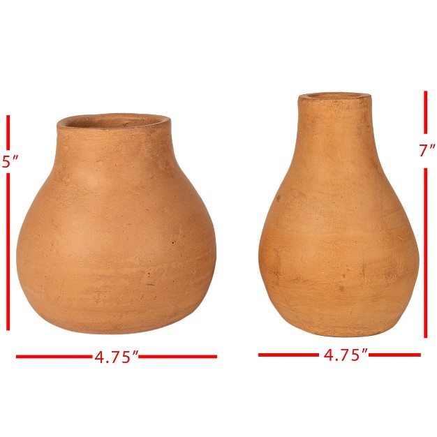 Set Of 2 Shaped Terracotta Vases Foreside Home amp Garden