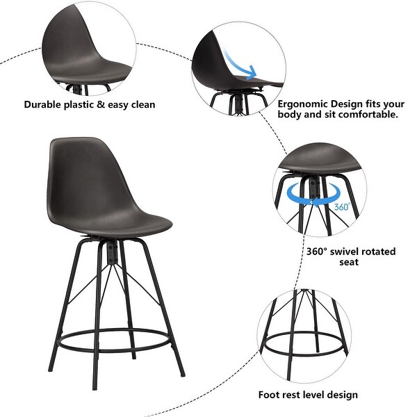 Bar Stools，Swivel Bar Stools with Backs Set of 4