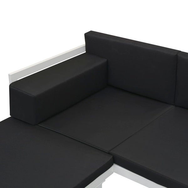 4 Piece Patio Lounge Set with Cushions Aluminum Black