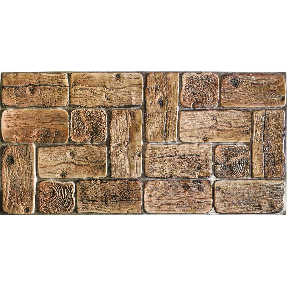 Dundee Deco 3D Falkirk Retro 1100 in. x 38 in. x 19 in. Brown Faux Logs PVC Decorative Wall Paneling (10-Pack) GRHDTP10017656-10