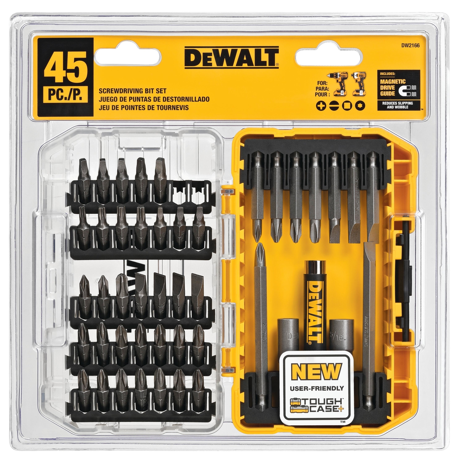 DW 2 in. L Screwdriving Set Heat-Treated Steel 45 pc