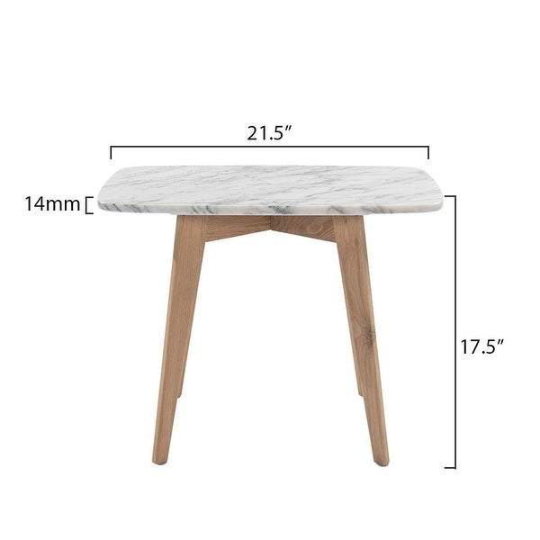 Carson Carrington Tangalund Rectangular Italian Carrara Marble Table - 21.5