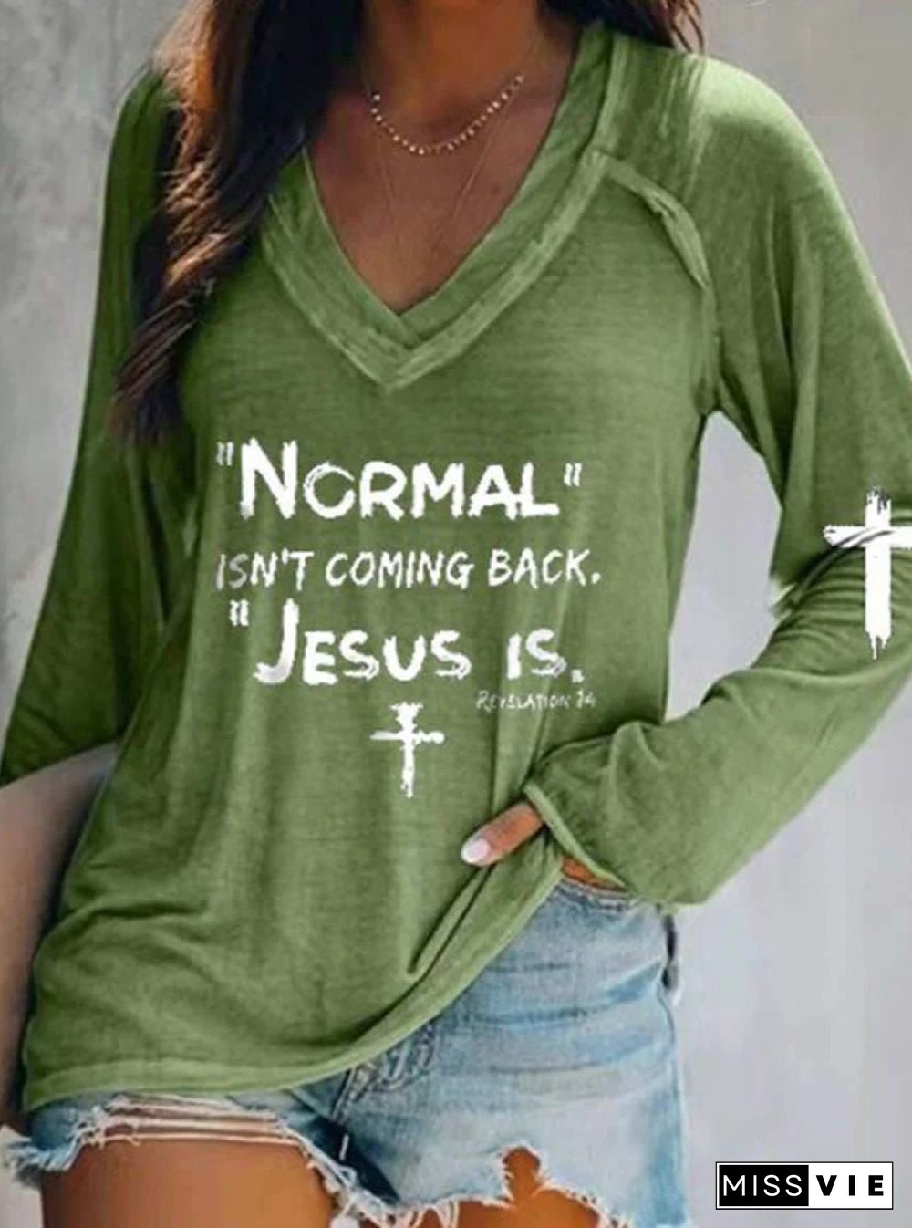 NORMAL ISN'T COMING BACK JESUS IS Print Tee T-shirt