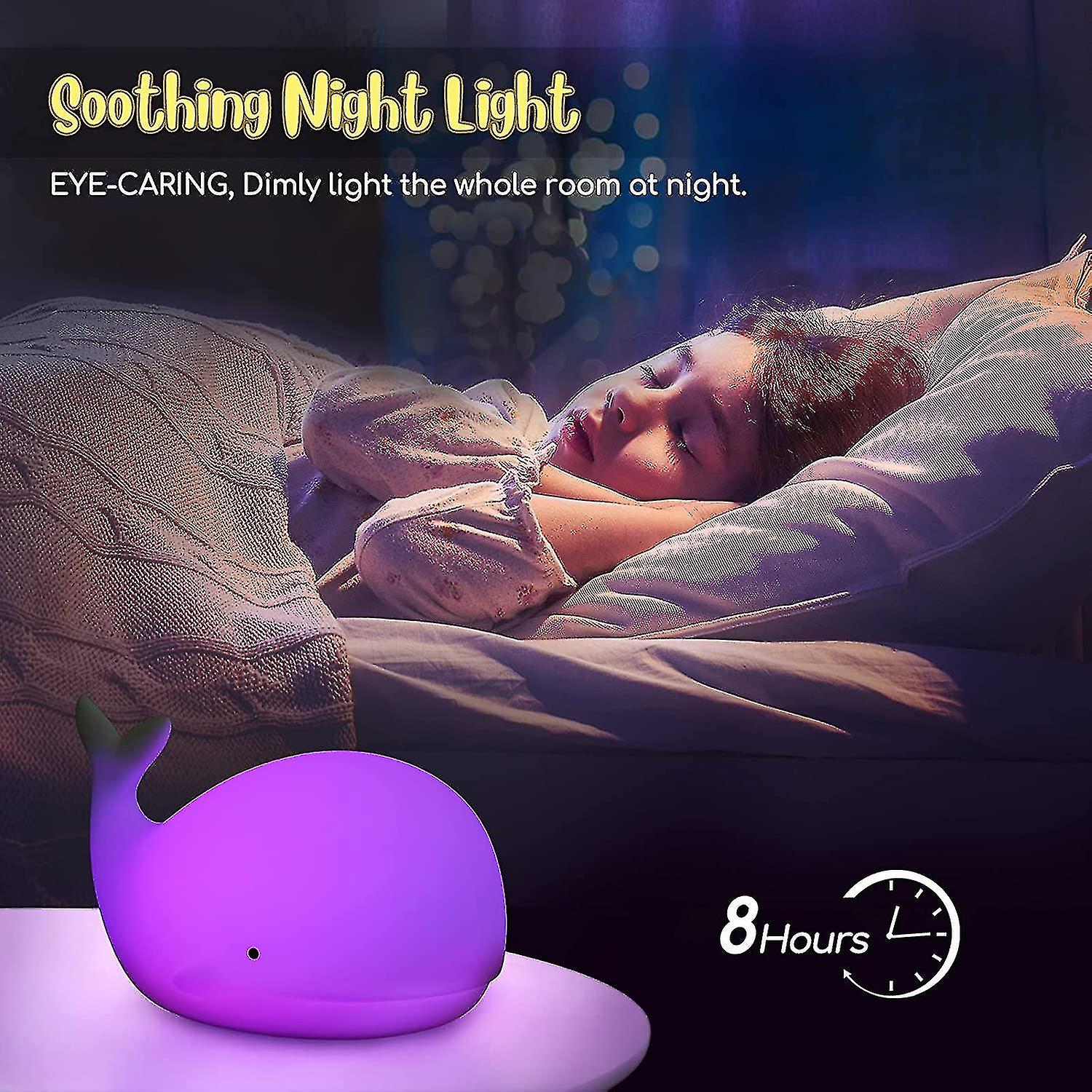 Whale Kids Night Light， Color Changing Silicone Baby Cute Night Light， With Faucet Control， Rechargeable Baby Whale Light Kids Night Light (1pcs)