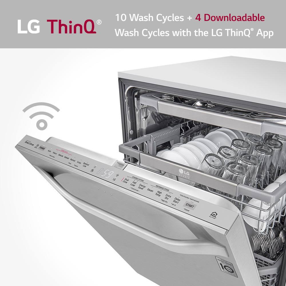 LG STUDIO 24 in. Printproof Stainless Steel Top Control Built-In Dishwasher with Stainless Steel Tub QuadWash TrueSteam 40 dBA LSDT9908SS