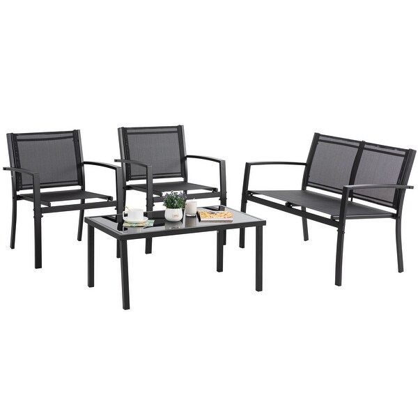 Futzca 4Piece Outdoor Patio Furniture Set，Textilene Bistro Patio Set