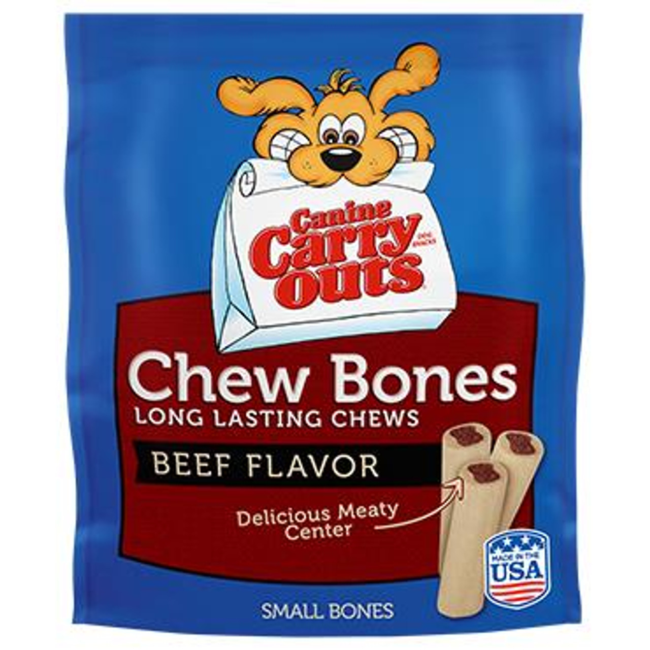 Canine Carry Outs Beef Flavor Dog Chew Bones， Sm.， 14 Oz.