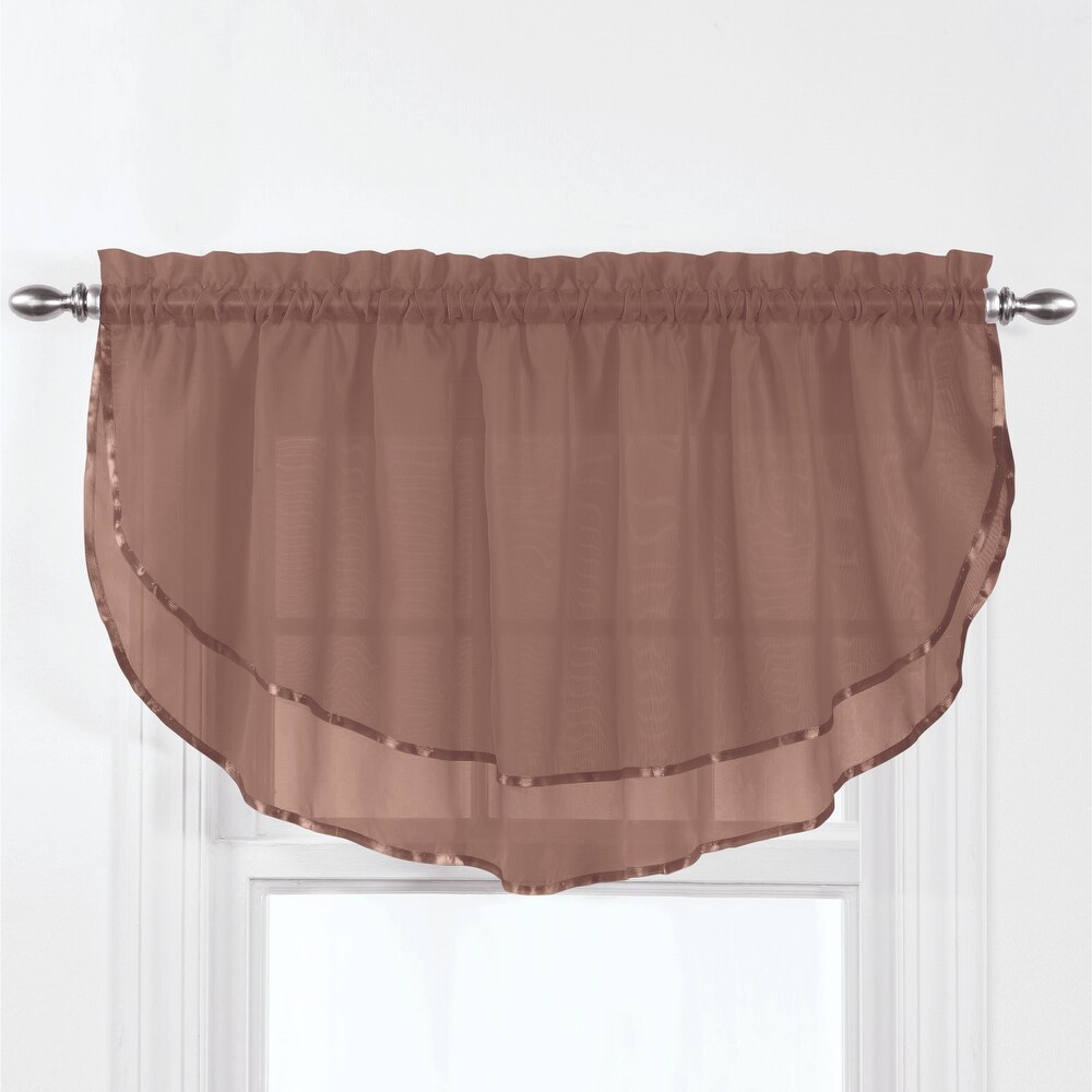 Elegance Sheer Fabric Rod Pocket Top Ascot Window Valance   7.000 x 5.750 x 1.250