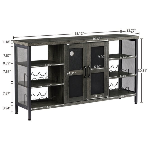 Industrial Wine Bar Sideboard with Wine Racks