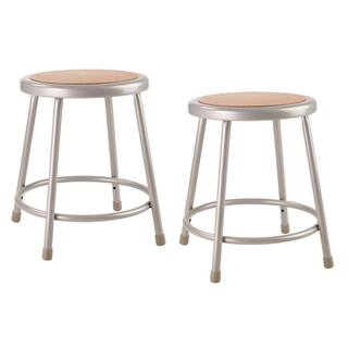 National Public Seating 18 in. Grey Heavy-Duty Steel Stool (2-Pack) 62182