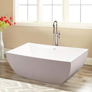 Vanity Art Montpellier 59 in. L x 30 in. W Acrylic Flatbottom Freestanding Bathtub in WhiteClassic Chrome VA6821