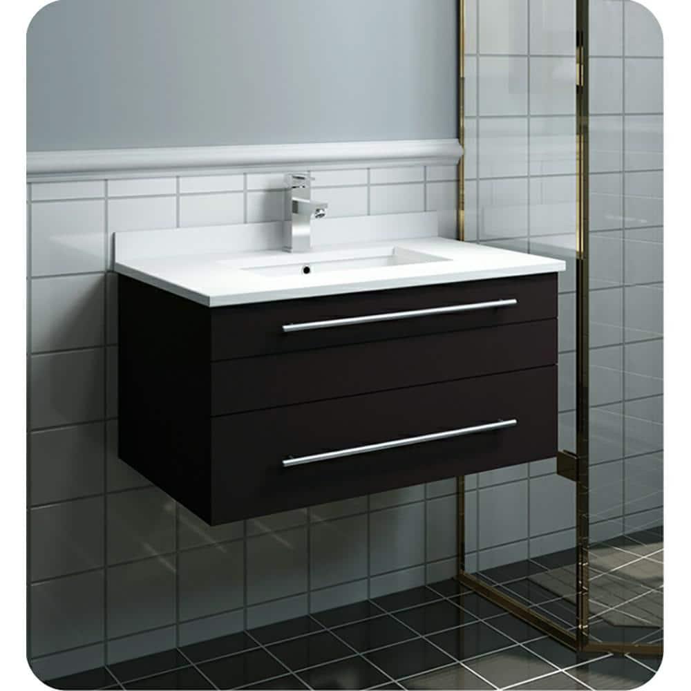 Fresca Lucera 30 in W Wall Hung Bath Vanity Cabinet Only in Espresso