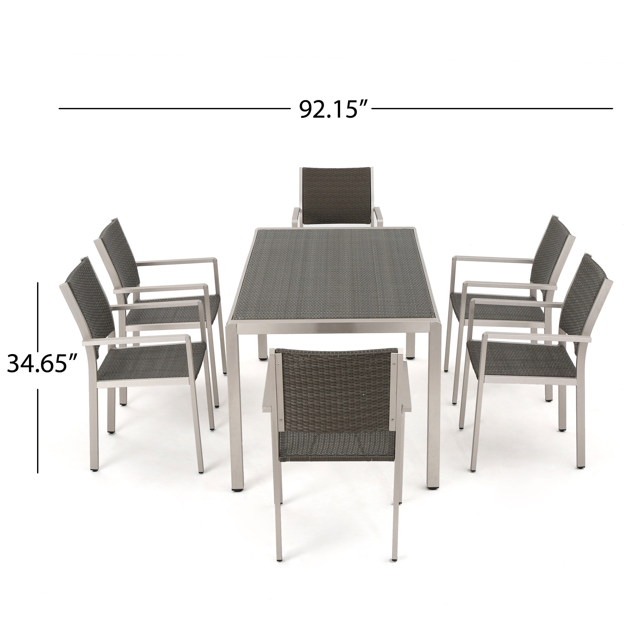 Coral Bay Outdoor 7Pc Aluminum Dining Set w/ Wicker Top