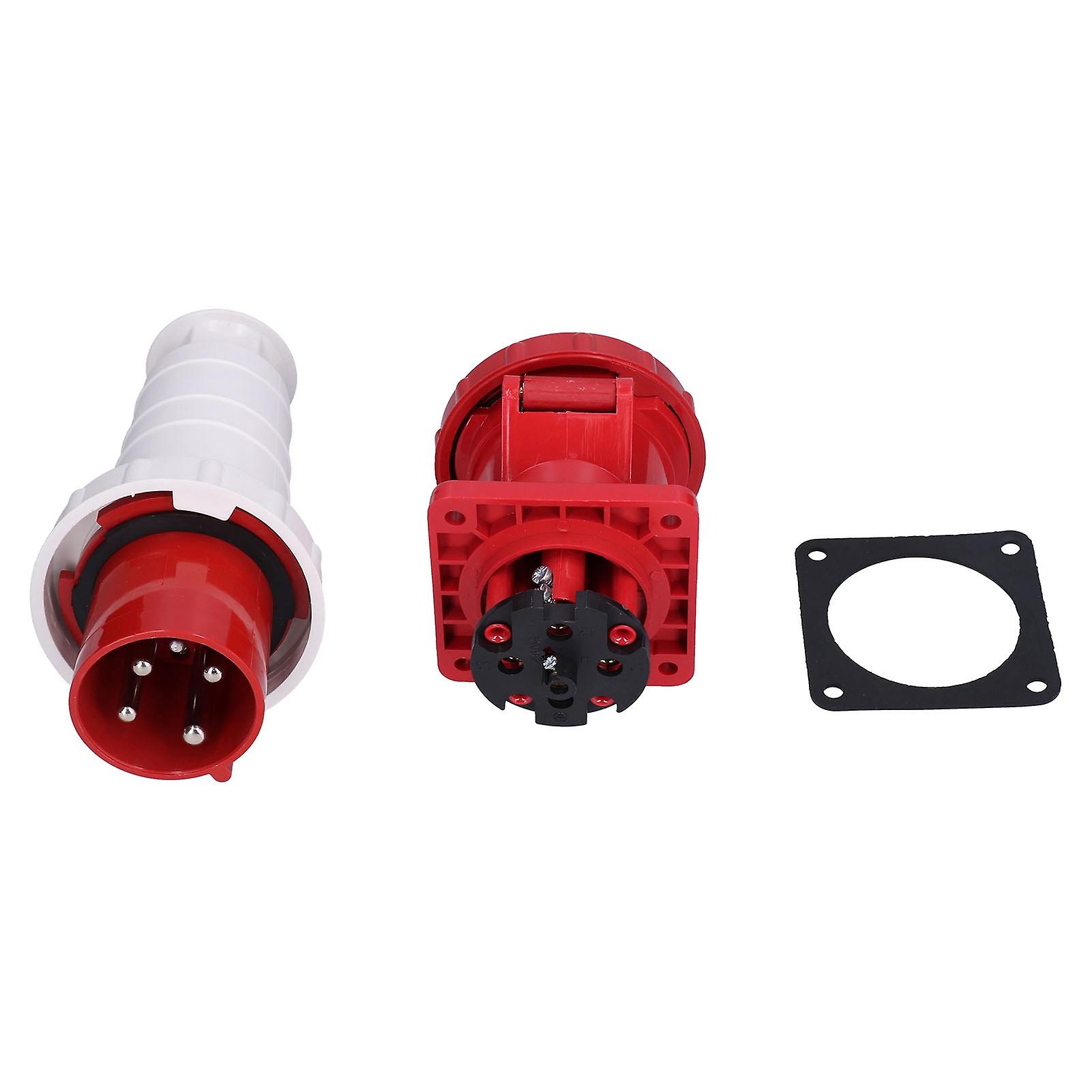 3 Phase 4 Pin Industrial Plug Socket Concealed Waterproof Power Connector Set 380415v 63a 3p+e