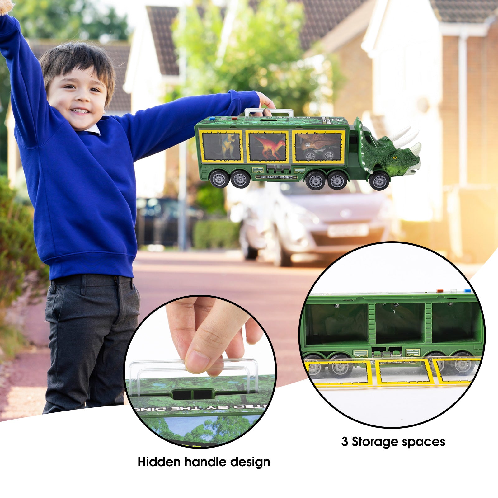 Dinosaur Toy Trucks Carrier for Kids Dinosaur Toys Set with Light Sound for Boys Girls Dinosaur Car Transporter Toy with Cars Launcher Track Pretend Toy Kids Gifts for 3 4 5 6 7 8 Years Old