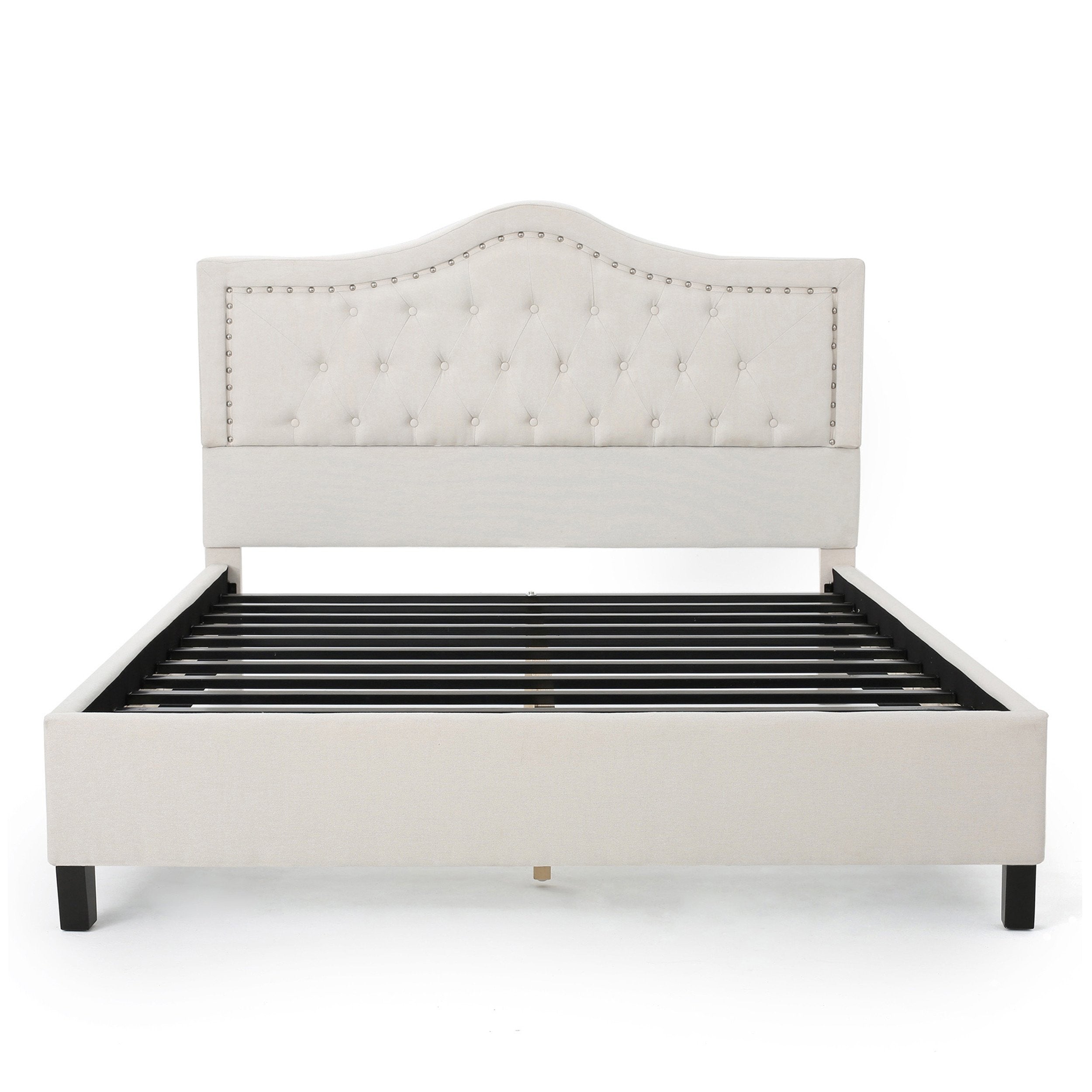 Dante Contemporary Upholstered Queen Bed Set with Nailhead Trim