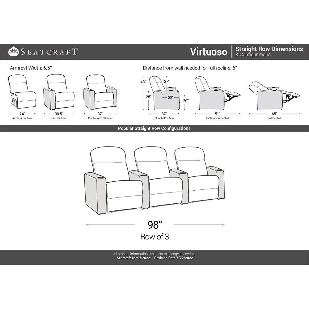Seatcraft Virtuoso Heat   Massage Power Home Theater Seats