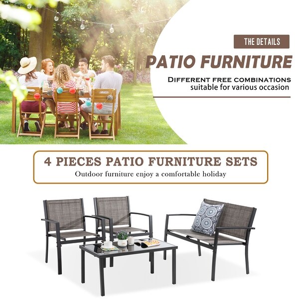 Futzca 4Piece Outdoor Patio Furniture Set，Textilene Bistro Patio Set